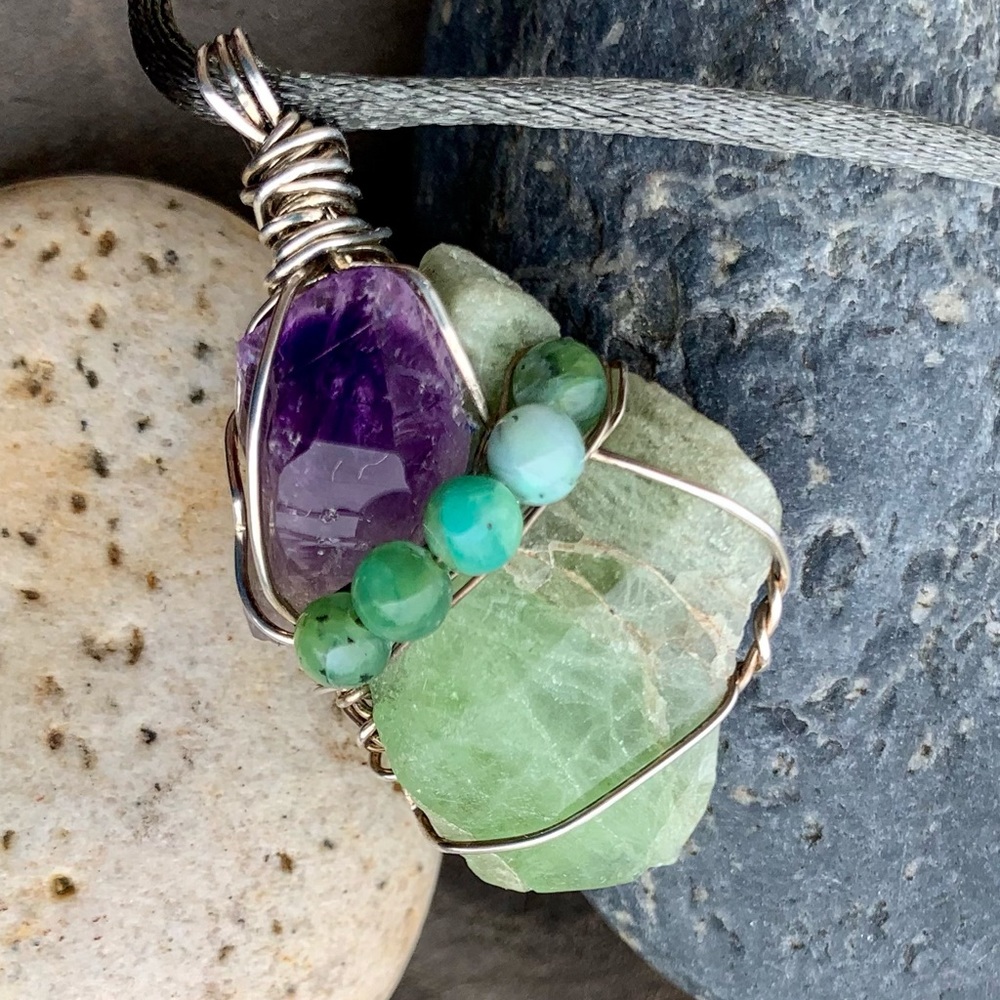 Amethyst, Peridot & Opal Bead Necklace
